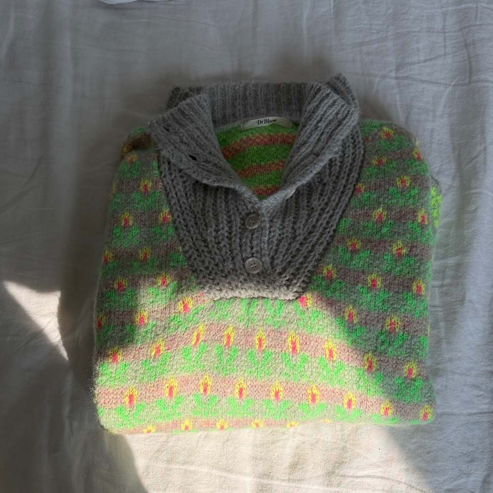 Cozy Gray and Green Women's Sweater